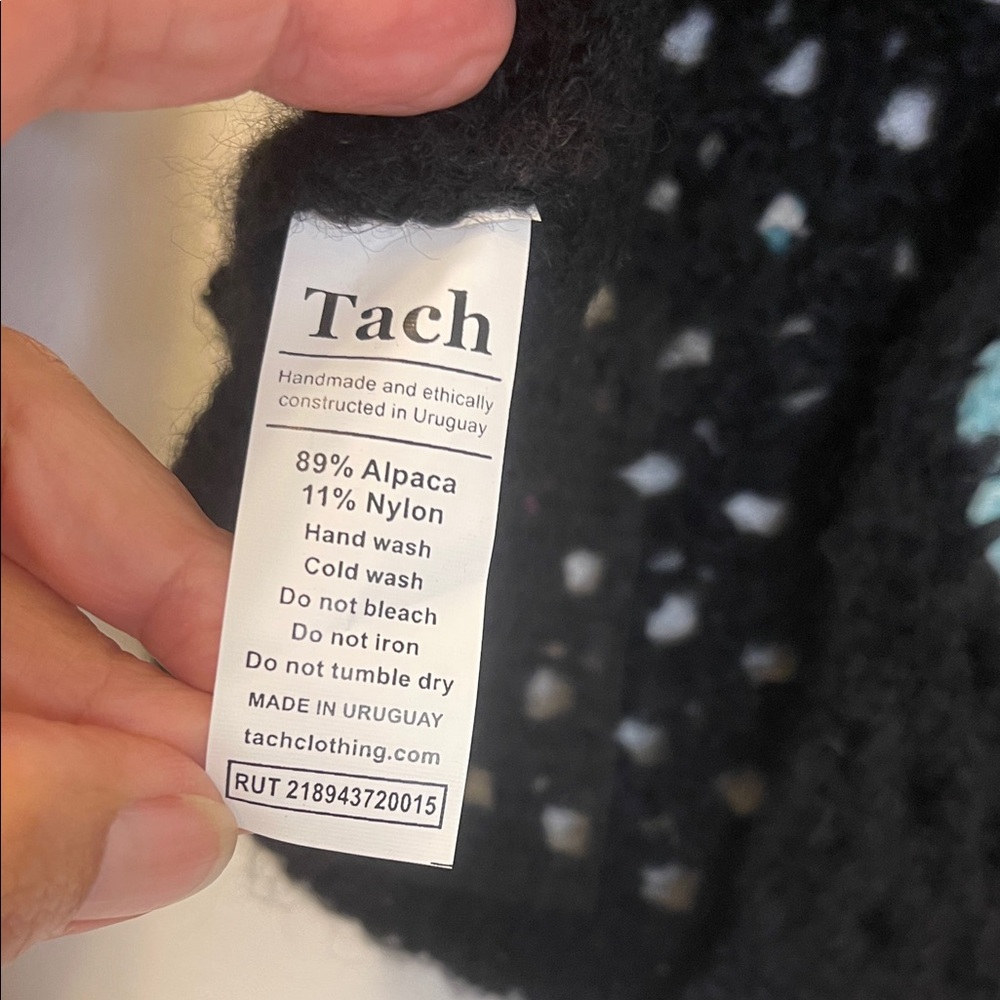Free People x Tach Raza NWOT Floral Crochet Sweater Sz XS PTP 15”-18” Length 19” - Picture 8 of 8